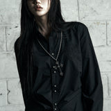 BACK CROSS CROPPED SHIRT BLACK