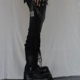 El Topo Black Washed Tassel Flare Jeans