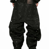 "Devlin" Studded Waxed Japanese Raw Denims in Black
