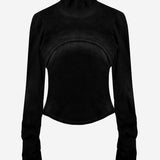 Bleached Layered Chest Shirring Knit T-shirts Black