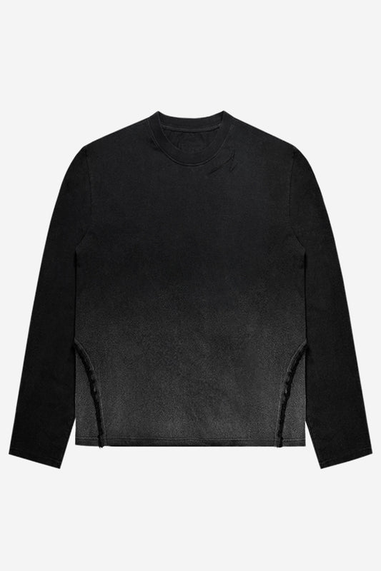 【BLR BLUER】Destroyed Gradation Washed Long Sleeve Black
