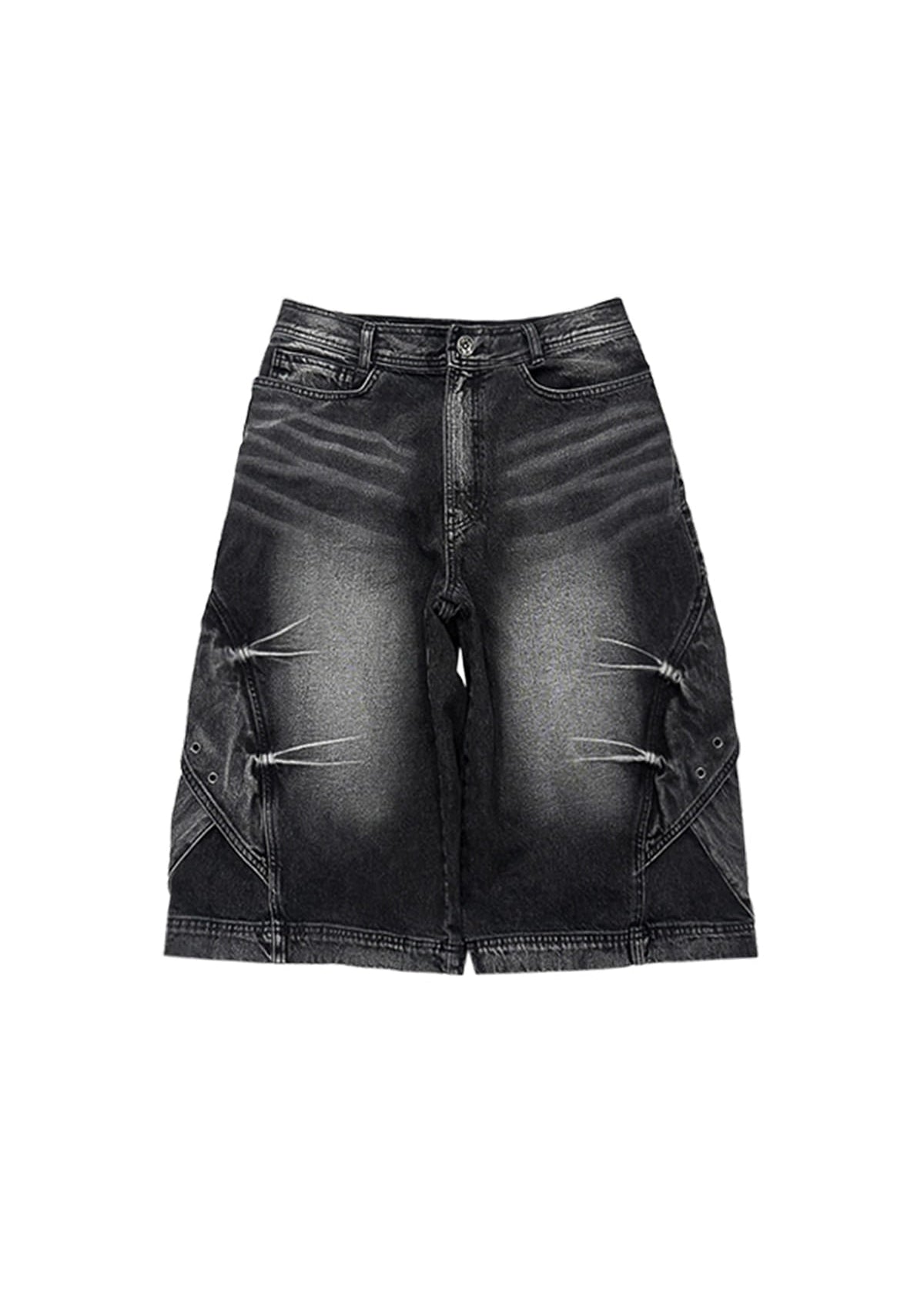 【BLR BLUER】CURVED COVER CARGO BERMUDA WASHING DENIM PANTS 