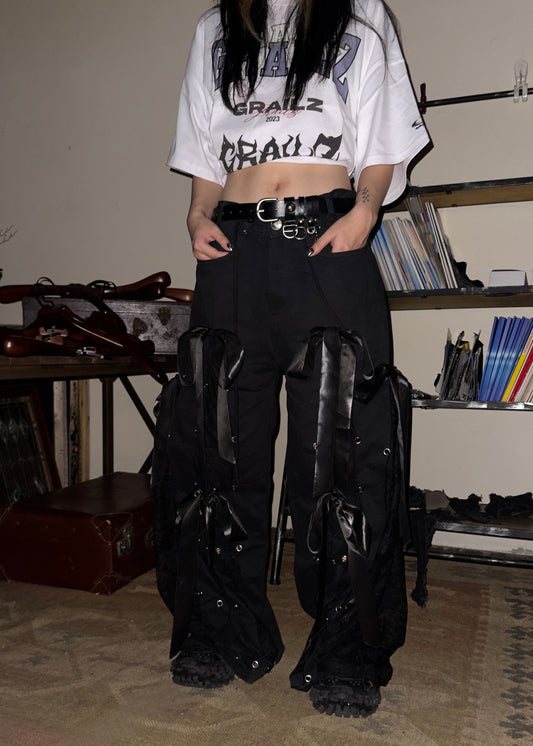 【OVERDRIVE】Lace drawstring pants (black)