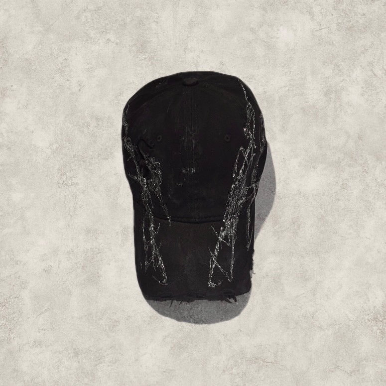 【XIVX】HANDMADE 1 OF 1 PAINTING DESTROYED CAP No.003
