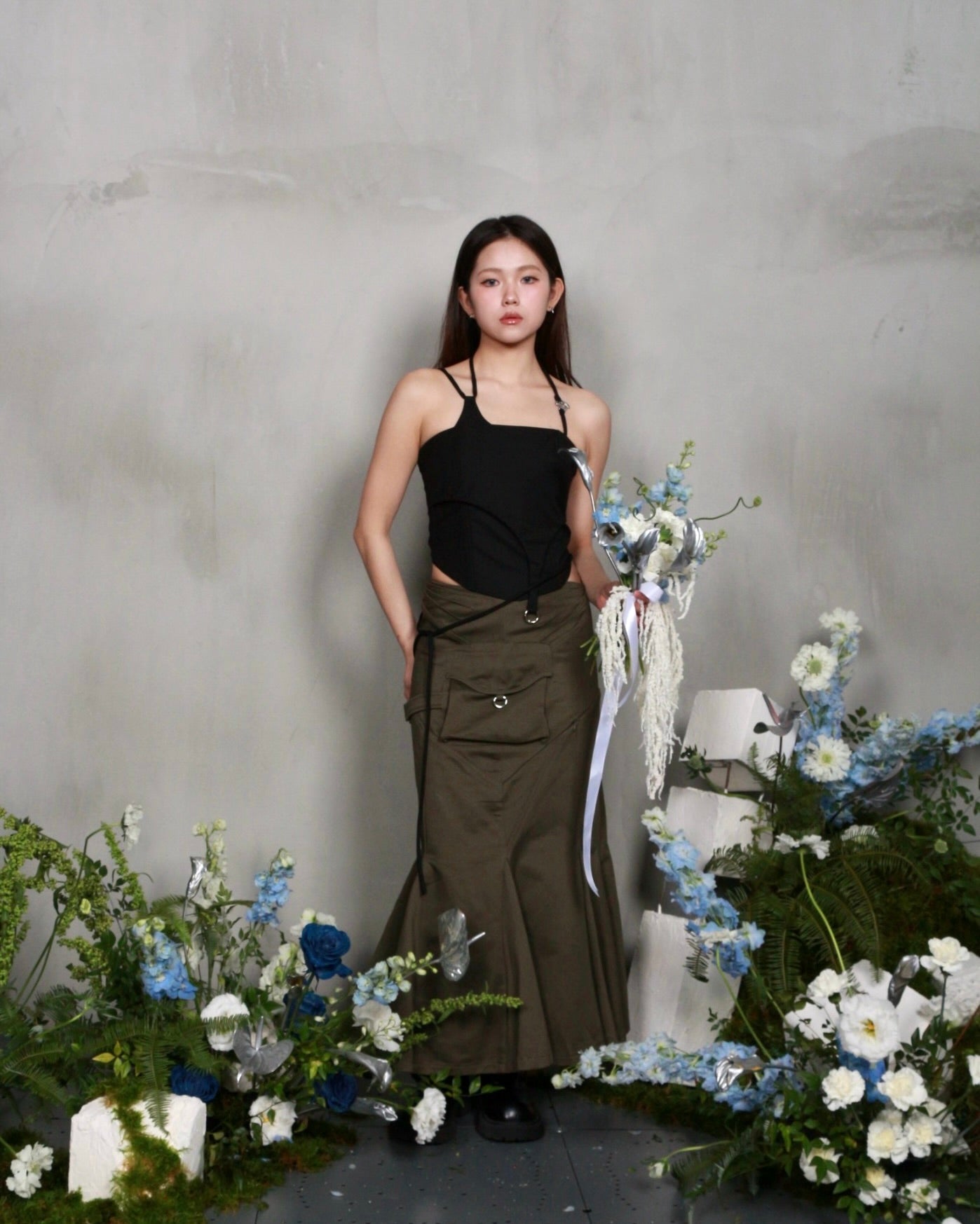 【BUNNYHILL CONCEPT】MIRAMON FLARED SKIRT (GREEN)
