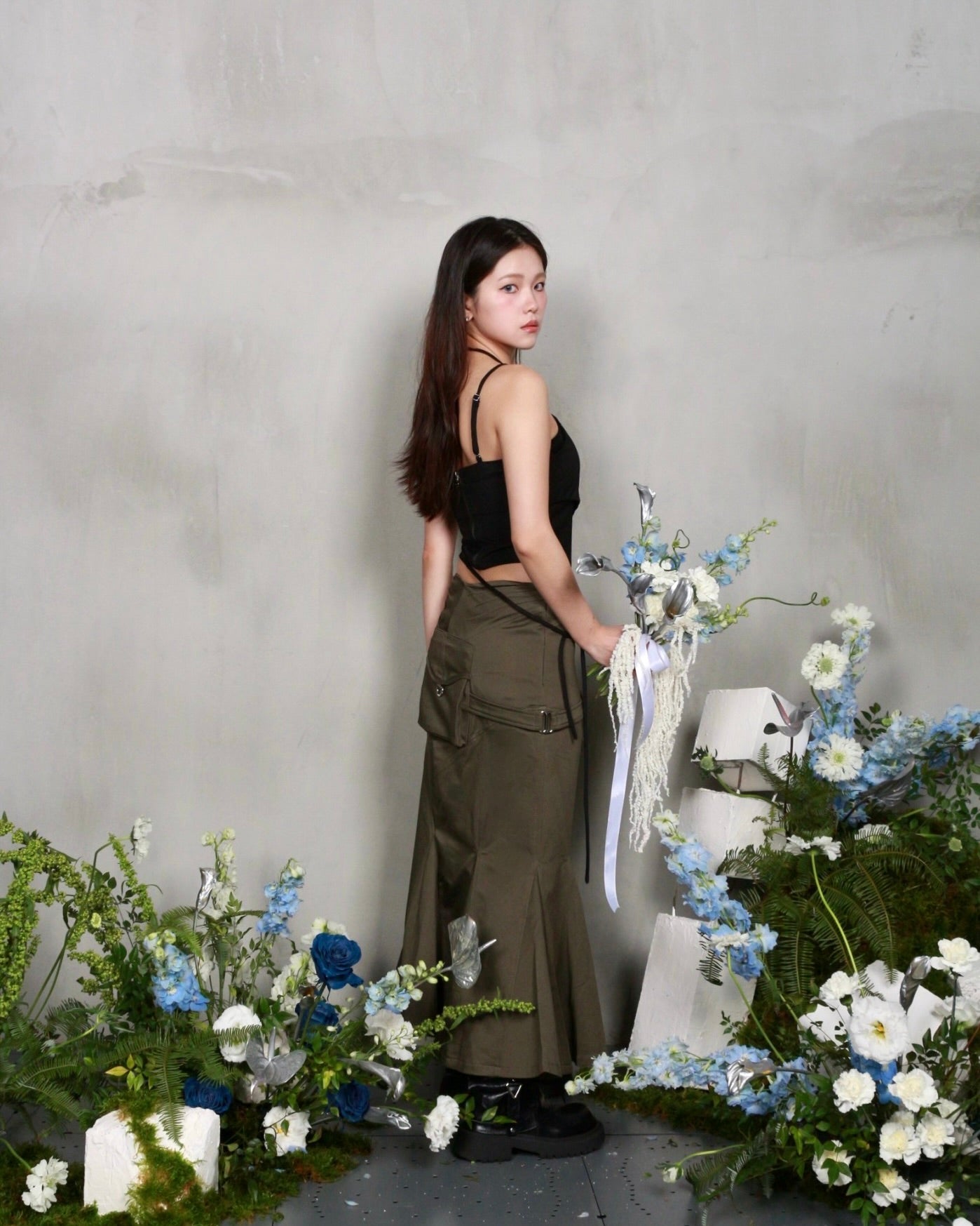 【BUNNYHILL CONCEPT】MIRAMON FLARED SKIRT (GREEN)
