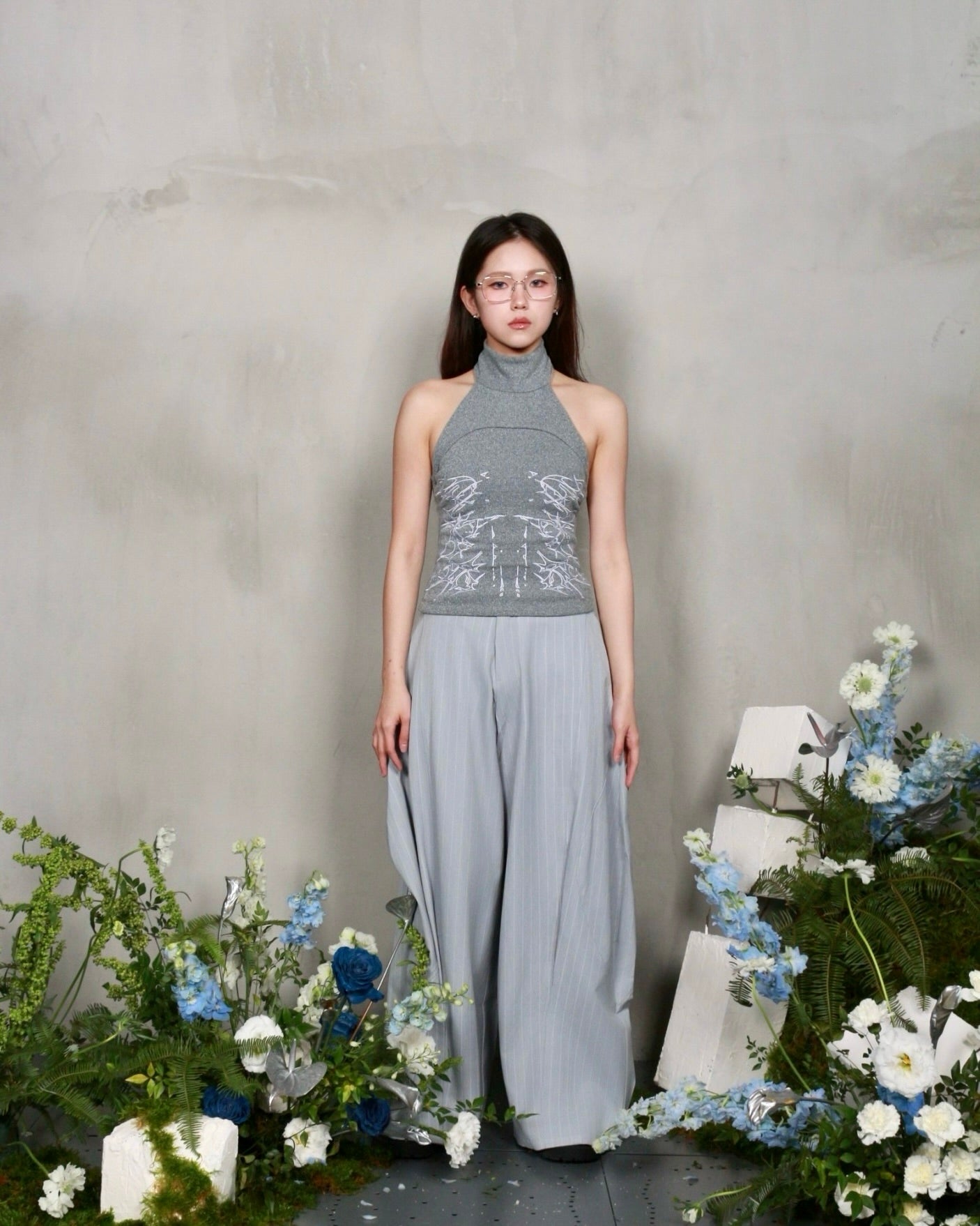 【BUNNYHILL CONCEPT】LUFT PANTS (GREY BLUE STRIPES)