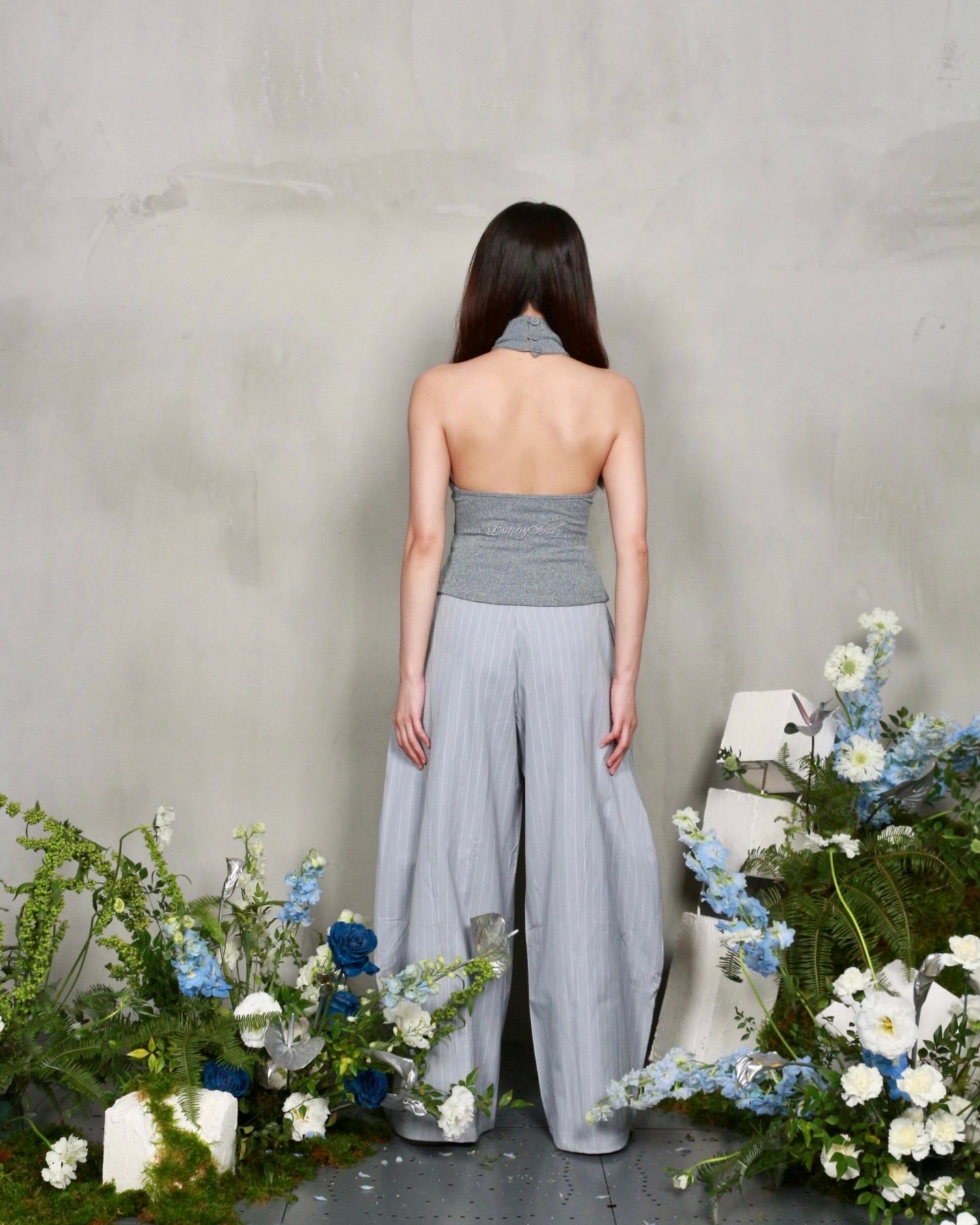 【BUNNYHILL CONCEPT】LUFT PANTS (GREY BLUE STRIPES)