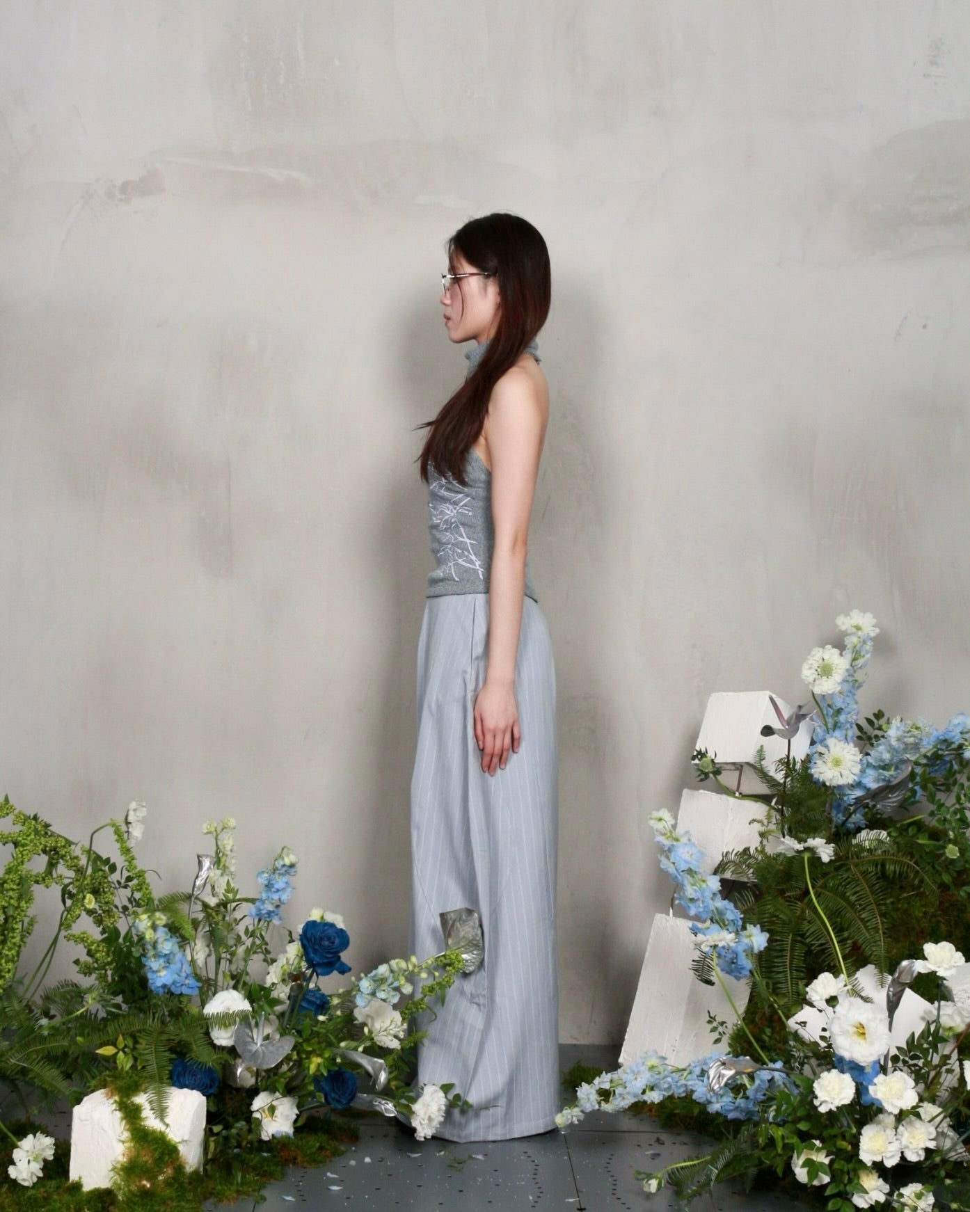 【BUNNYHILL CONCEPT】LUFT PANTS (GREY BLUE STRIPES)