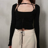 BISOU LONG SLEEVE TOP (BLACK)