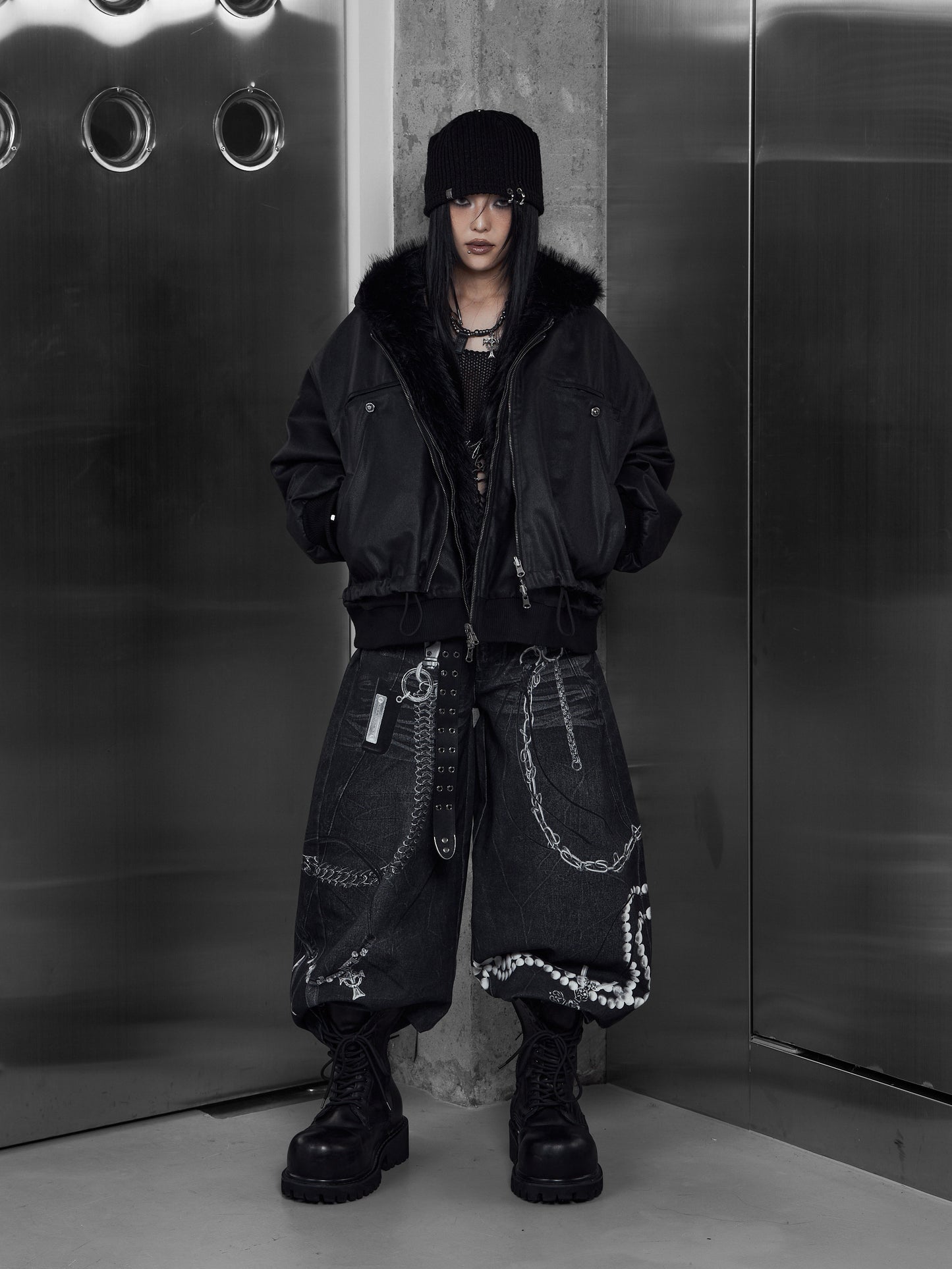【ROSEN KREUZ】LAYERED REVERSIBLE FUR BLOUSON (BLACK)