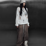 EYELET EDGE Set-Up LAYERED SWEAT PANTS （BEIGE)