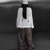 EYELET EDGE Set-Up LAYERED SWEAT PANTS （BEIGE)