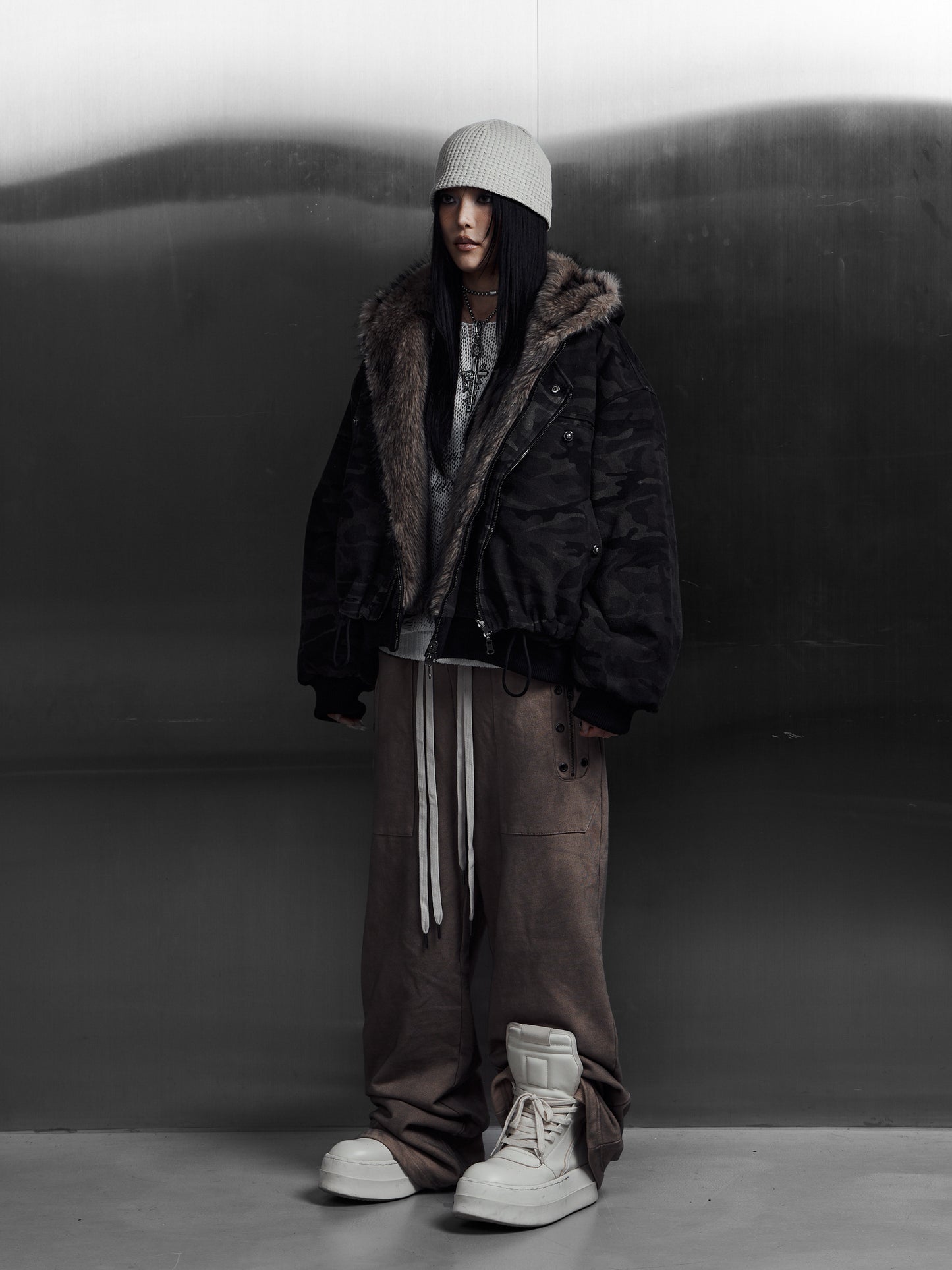 【ROSEN KREUZ】EYELET EDGE Set-Up LAYERED SWEAT PANTS (BEIGE)