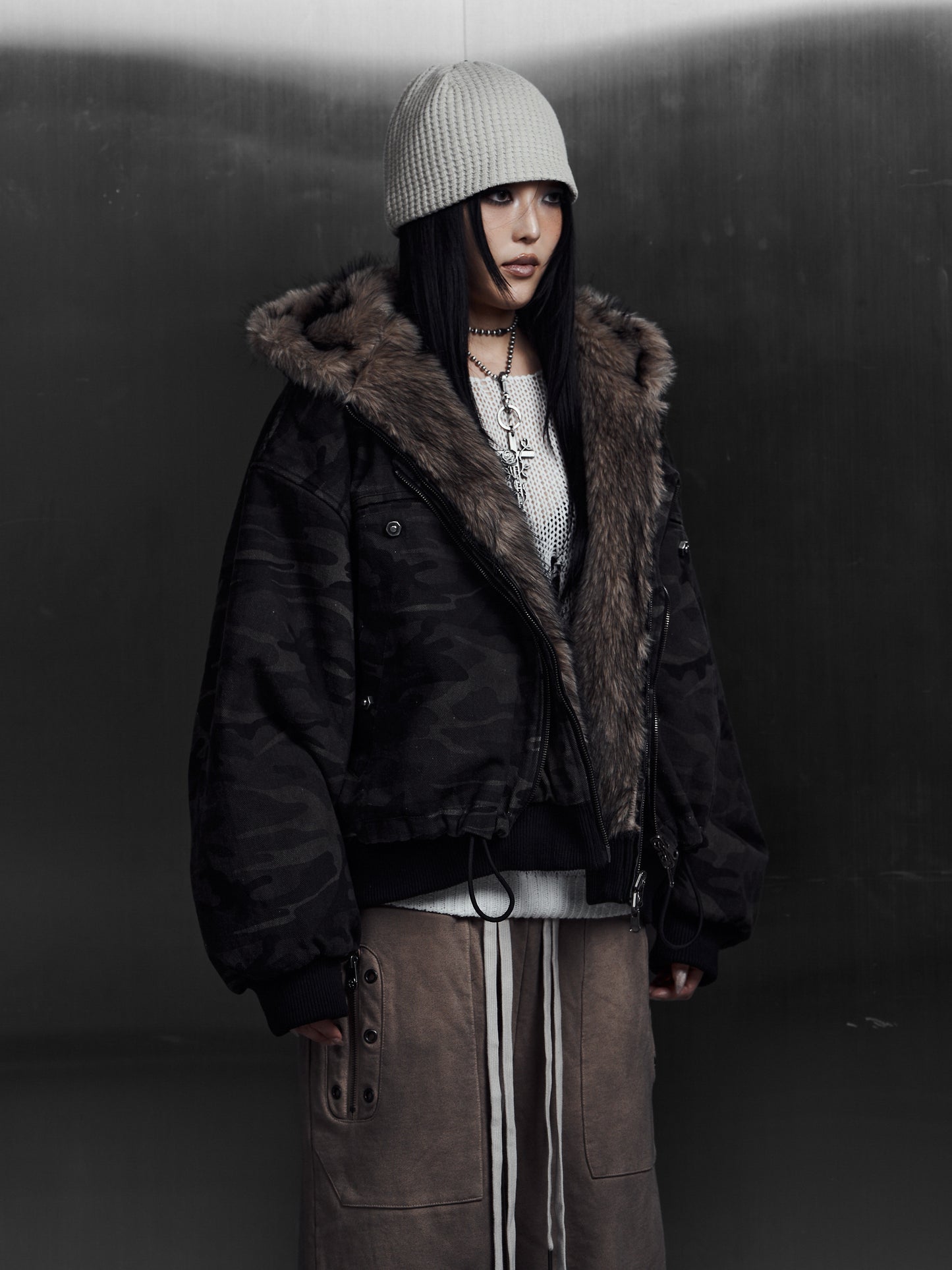 【ROSEN KREUZ】LAYERED REVERSIBLE FUR BLOUSON (BEIGE)