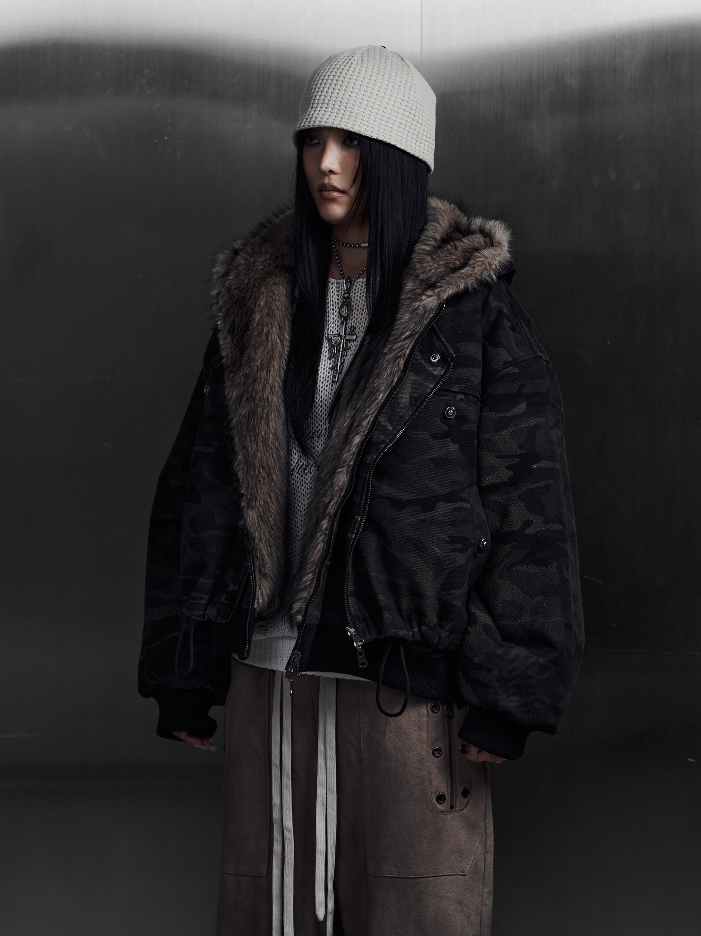 【ROSEN KREUZ】LAYERED REVERSIBLE FUR BLOUSON (BEIGE)