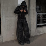 Black Waxed S-Wide Pants