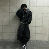 Black Waxed S-Wide Pants