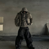 Gray Fur Crop Jacket