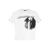 FALLEN ANGEL STUDDED BOXY T-SHIRT （WHITE)