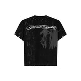 FALLEN ANGEL STUDDED BOXY T-SHIRT （BLACK)