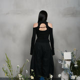 CASPIAN LONG SLEEVE TOP (BLACK)