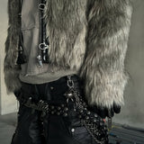Gray Fur Crop Jacket