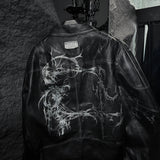 17.dhc 1 of 1 hand painted leather biker jacket