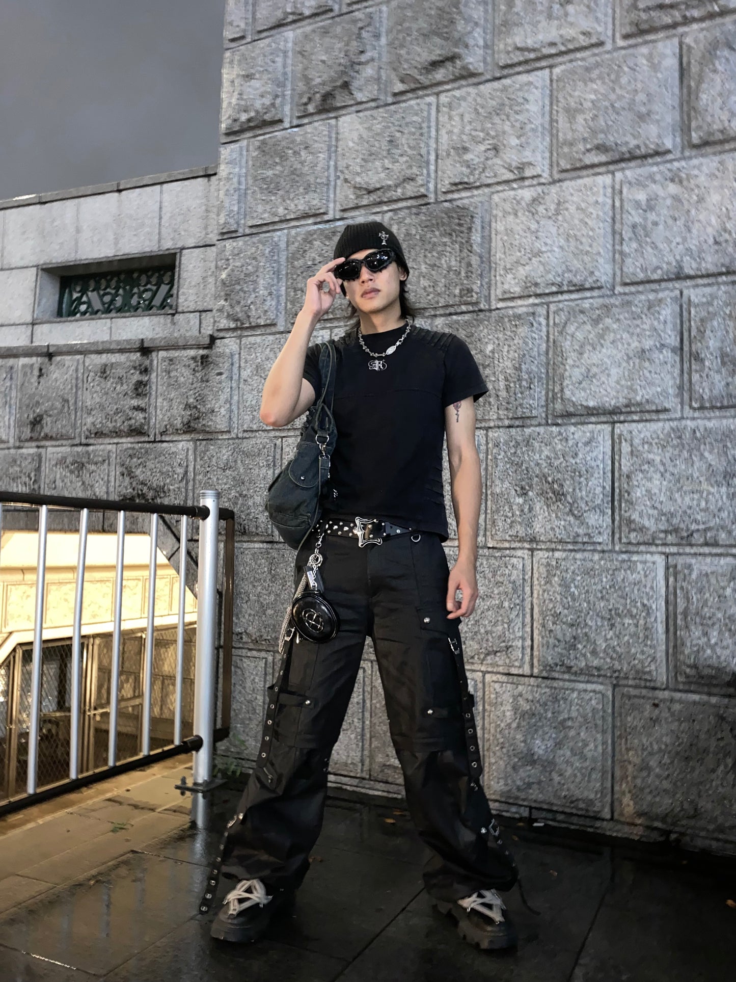 【ROSEN KREUZ】PLANET LOGO TUCK TEE embroidered structured short sleeves