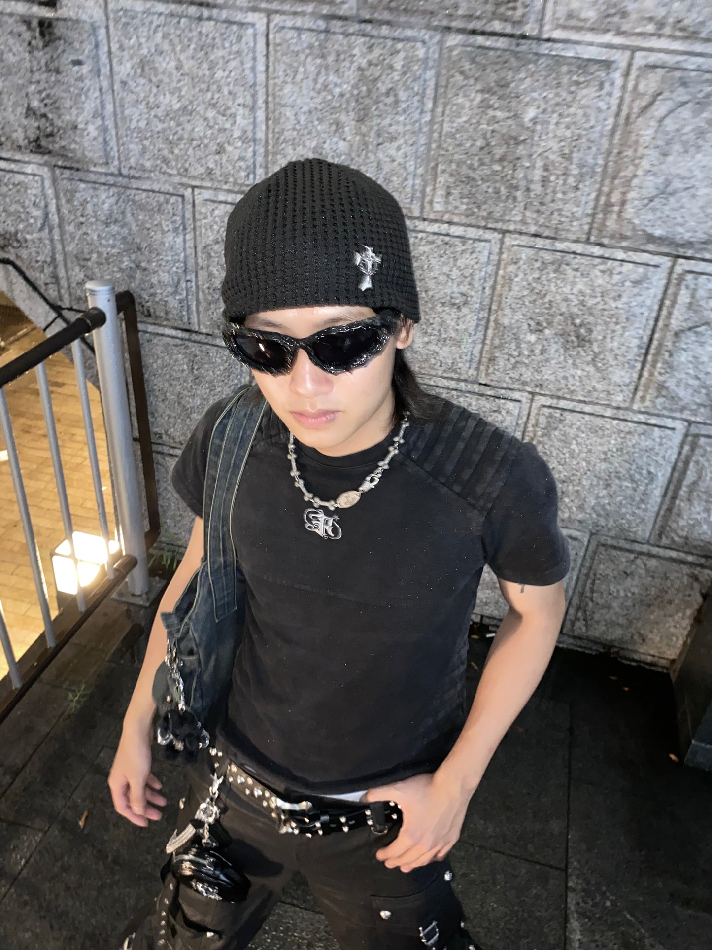【ROSEN KREUZ】PLANET LOGO TUCK TEE embroidered structured short sleeves