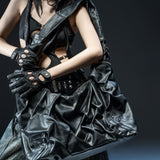 Crinkle Bag (Denim Stone Washed/Leather)