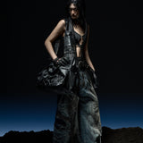 Crinkle Bag (Denim Stone Washed/Leather)