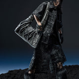 Crinkle Bag (Denim Stone Washed/Leather)