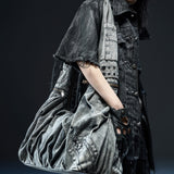 Crinkle Bag (Denim Stone Washed/Leather)