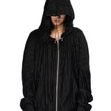 【ASPARAGUS】Pleats neck zip hoodie jacket