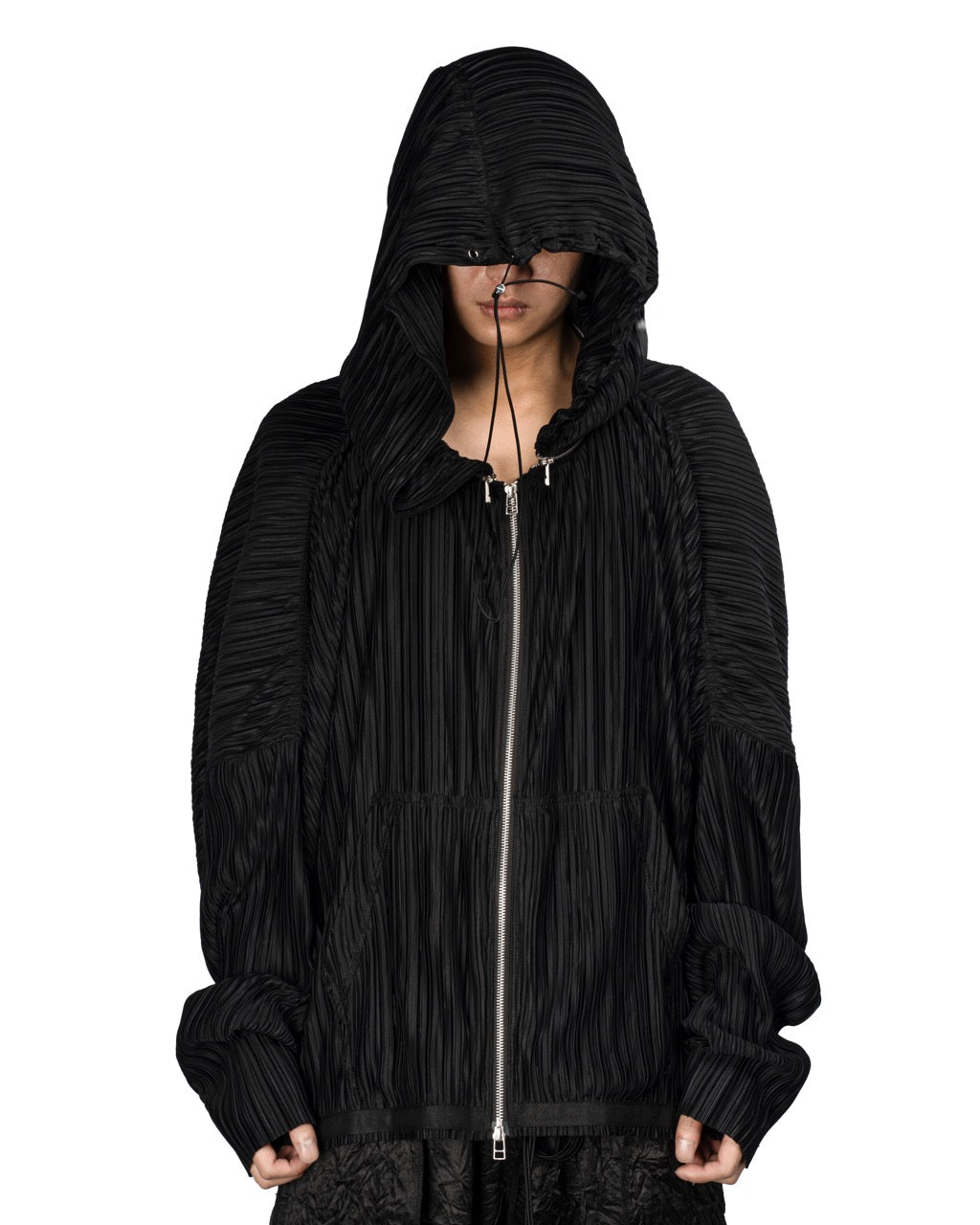 【ASPARAGUS】Pleats neck zip hoodie jacket
