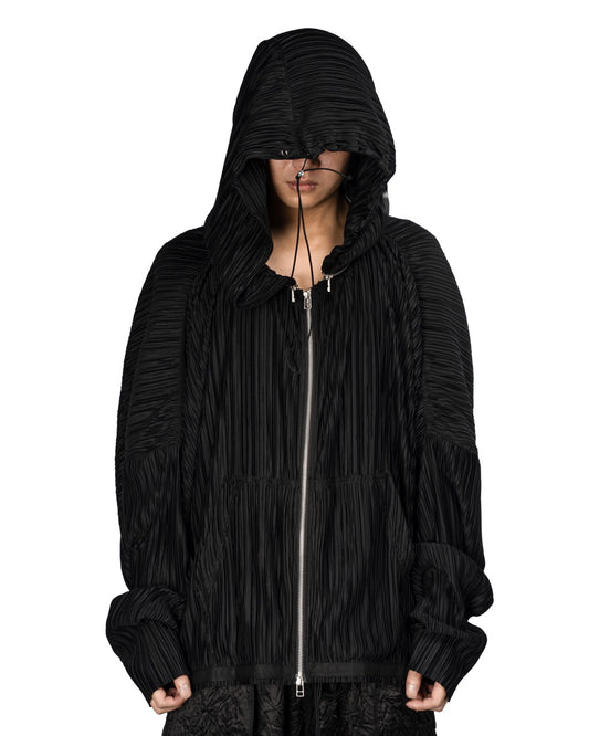 【ASPARAGUS】Pleats neck zip hoodie jacket