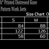 ”Truth“ Printed Distressed Knee Waxed Cloud Work Jorts