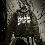 Double-Sided Bomber Jacket-Green Camo