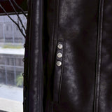 Studded PU Leather Jacket with Shoulder Pads