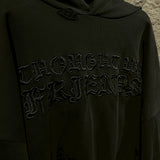 "Soloman" Embroidered Hoodie in Washed Black