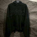 "Soloman" Embroidered Hoodie in Washed Black