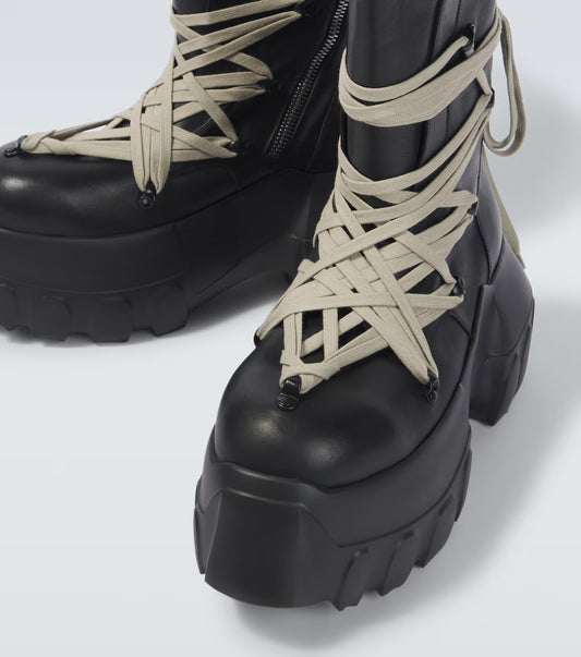 【RICK OWENS】Megalace Mega Tractor lace-up boots