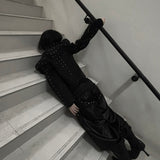 Studded PU Leather Jacket with Shoulder Pads