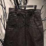 Distressed Baggy Denims with Embroidery & Studs