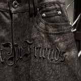 Distressed Baggy Denims with Embroidery & Studs