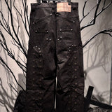 Distressed Baggy Denims with Embroidery & Studs