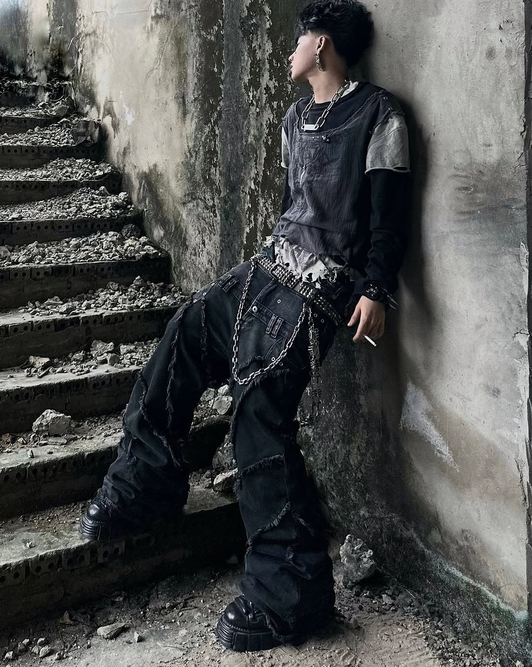 【WOPEISH】DECONSTRUCTED LAYERED LONGSLEEVE