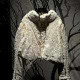 DOUBLE SLIDERS & DOUBLE ZIPPER BEIGE FLEECE JACKET (LIMITED)