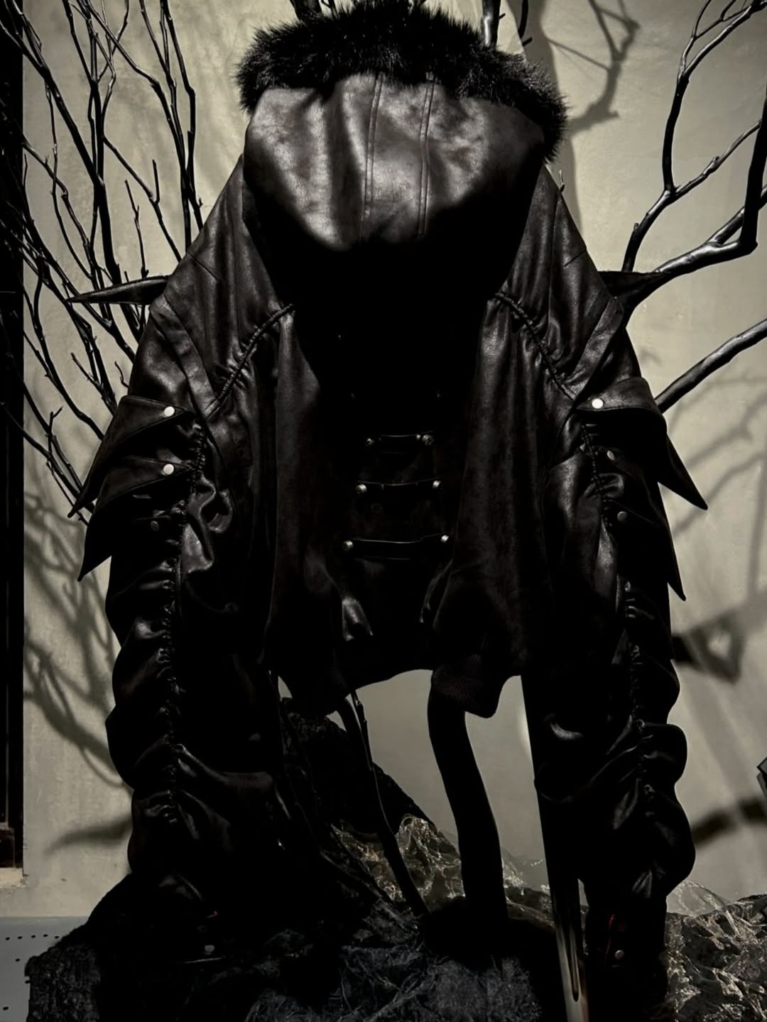 【SATSUN NIGHT】SSN V.05 BRITISH FLAG DESIGN LEATHER JACKET NO. 99 - DOUBLE-SIDED BLACK & DARK RED（PRE-ORDER)